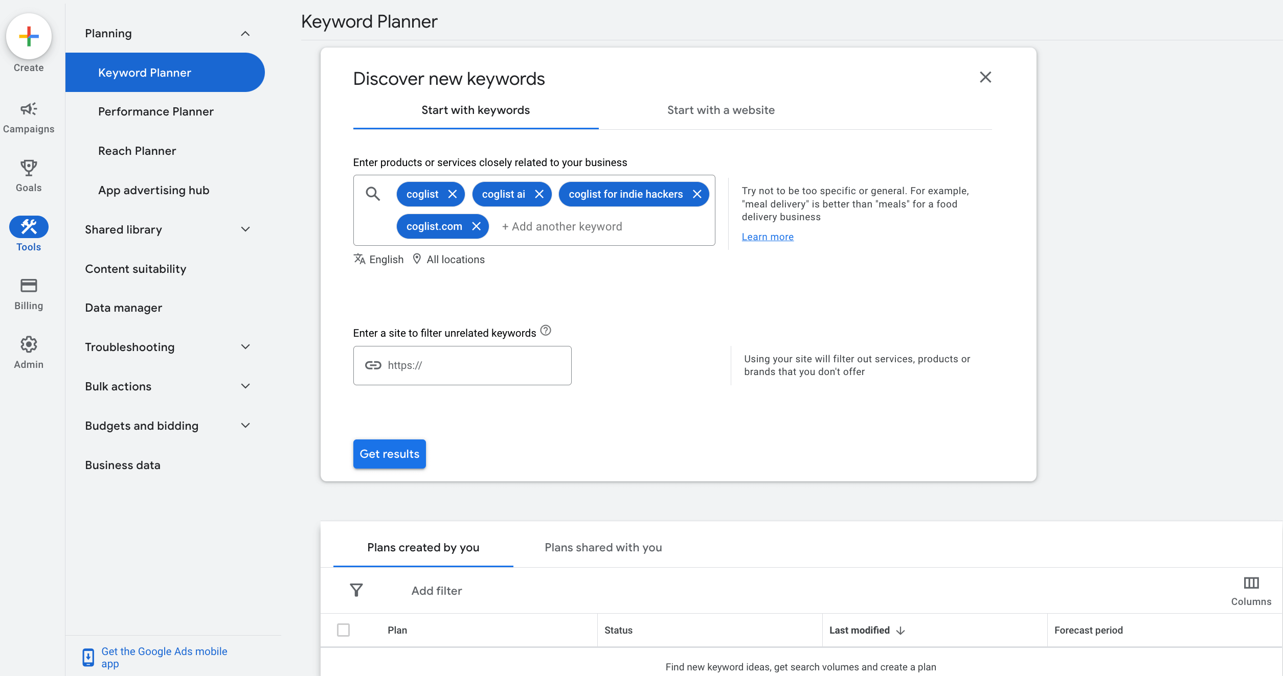Google Keyword Planner